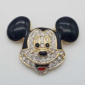 DISNEY Mickey Mouse head brooch  rhinestone brooch